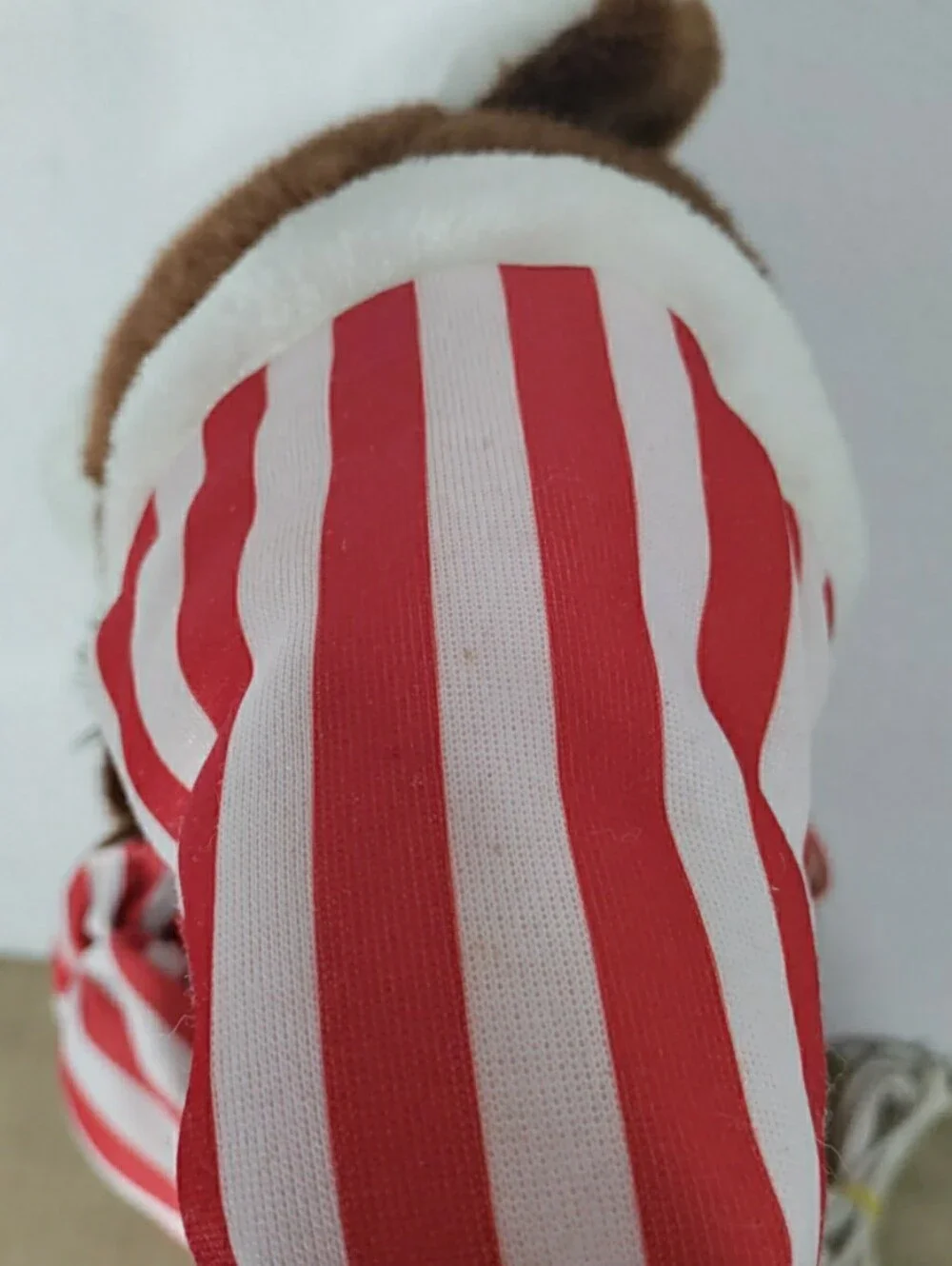 Vintage Telco Christmas Motionette Teddy Bear w/Candy Cane Striped Pajamas 24